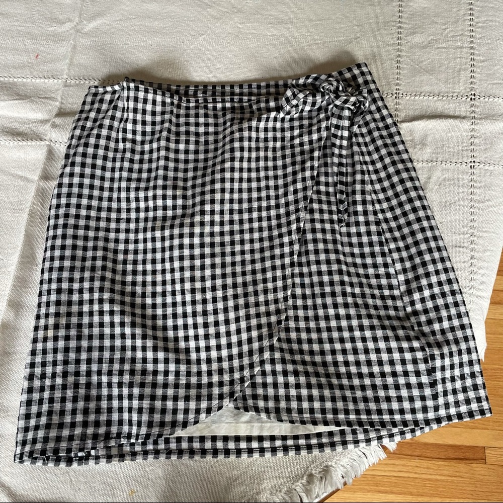Gingham Side-Tie Skirt